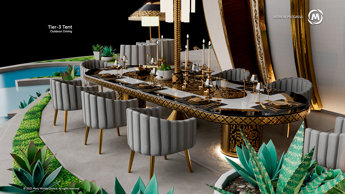 ManyWorldsNZ's tweet photo. New tier-2 and tier-3 tent upgrade options at Many Worlds VR 🏕️✨Stay tuned for more housing upgrades coming your way, and we promise you'll be wowed! 😍 https://t.co/kXd3ZnuptK