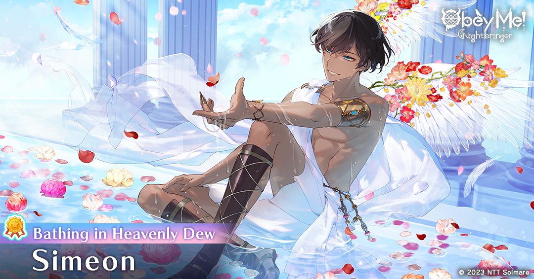 ObeyMeNB's tweet image. Today, we&apos;re highlighting a Premium Picture that comes with a UR+ Card in the latest Nightmare, &quot;A RADical Celebration!&quot;! 📢
Set the Picture to your Home screen and enjoy all-new, exclusive lines! ♡

✨Premium Picture Name✨
Simeon: Bathing in Heavenly Dew

#NBPremiumPicture