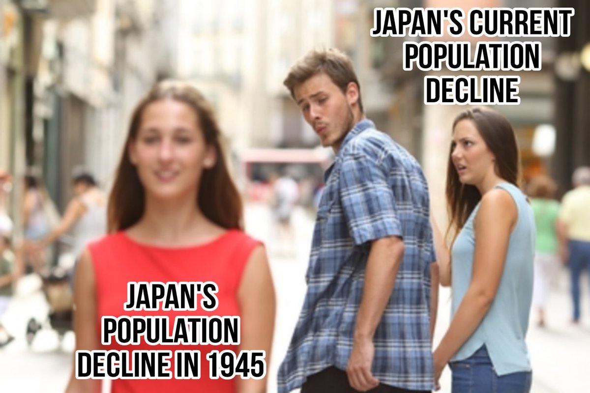 titaniusmaxamus's tweet photo. Japan's population decline #Japan #MerryChristmas #meme https://t.co/ZMhCG6UQNS