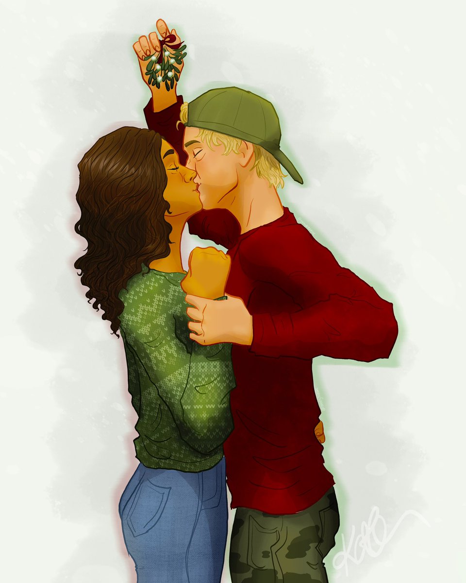 JJ spent today chasing Kie around with mistletoe 🎄❤️