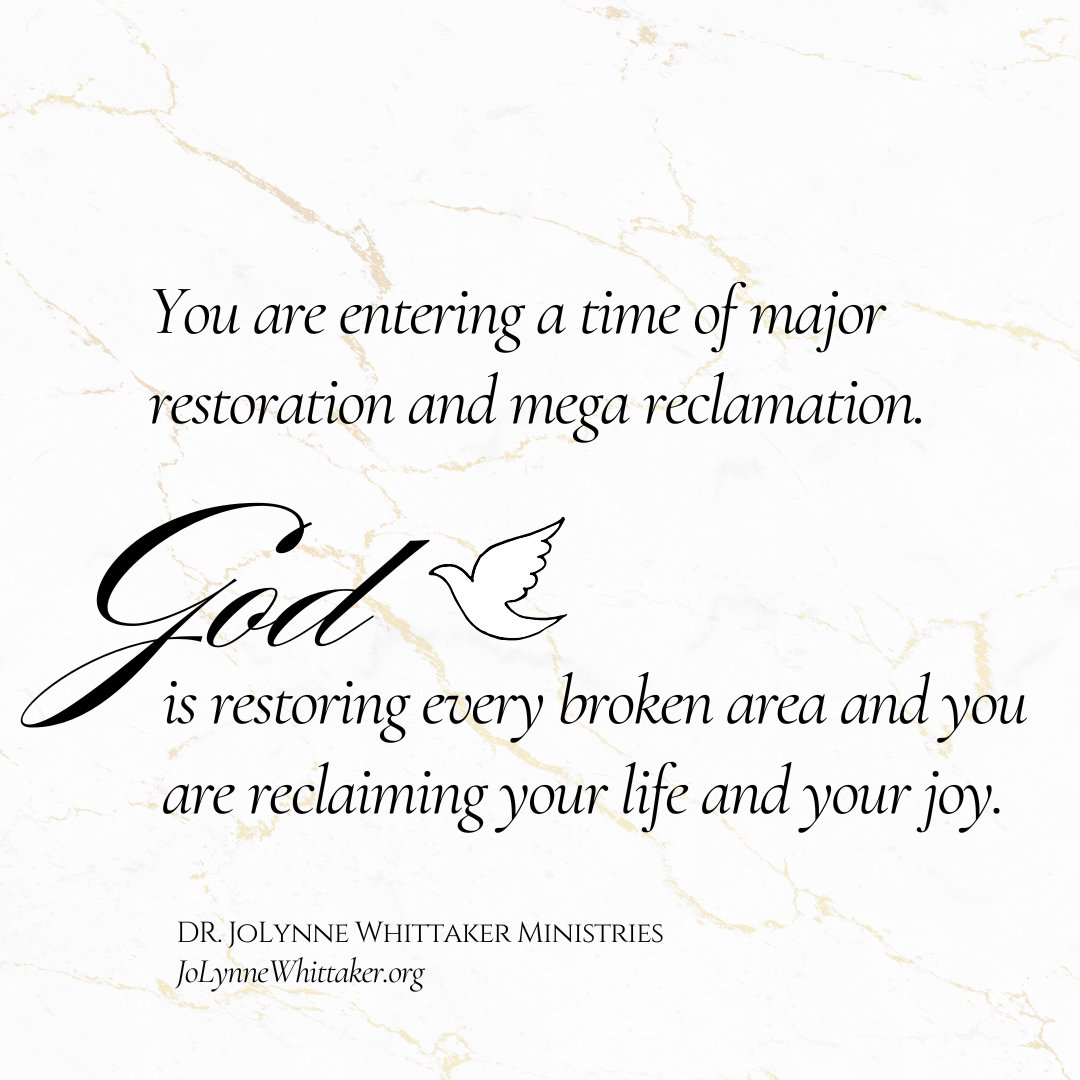 DrJoLynneW's tweet image. You are entering a time of major restoration.  Let every broken area be saturated with the peace of the Holy Spirit and the creative power of God.  May He build a bridge that takes you to the other side, may He make a way where there was no way.  In the name of Jesus.

What has…