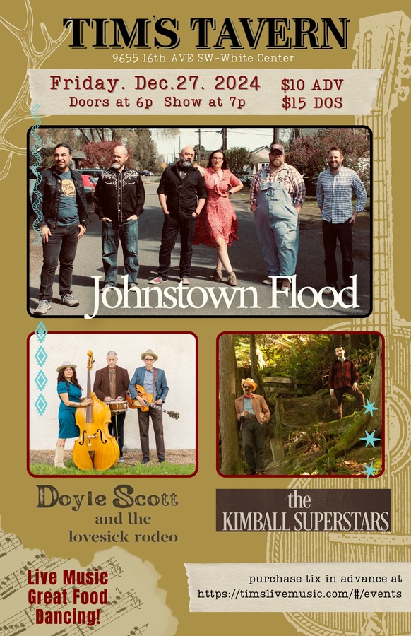 This Friday, get ready to stomp and holler with Johnstown Flood, Doyle Scott &amp; The Lovesick Rodeo, and The Kimball Superstars.  Tickets are still available here: ow.ly/YVUj50UwkiR