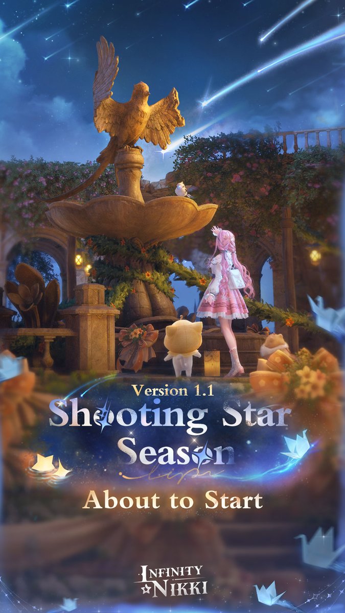InfinityNikkiEN's tweet photo. Version 1.1 [Shooting Star Season] Starts on December 30 💫

It's said that wishes made under the shooting stars have a greater chance of coming true.

During the Wish Festival, heartfelt melodies drift through the air, while brilliant wishes, bathed in starlight, blossom across the radiant sky.

※ Infinity Nikki Version 1.1 [Shooting Star Season] is coming soon! Follow our official accounts to stay updated with the latest news! (づ′▽`)づ

——
The Coziest Open-World Game
Infinity Nikki Available Now!
➤ Download Now: https://t.co/30AcRL0uSm
➤ Join us on Discord: https://t.co/QvZPw1gJOV
#InfinityNikki