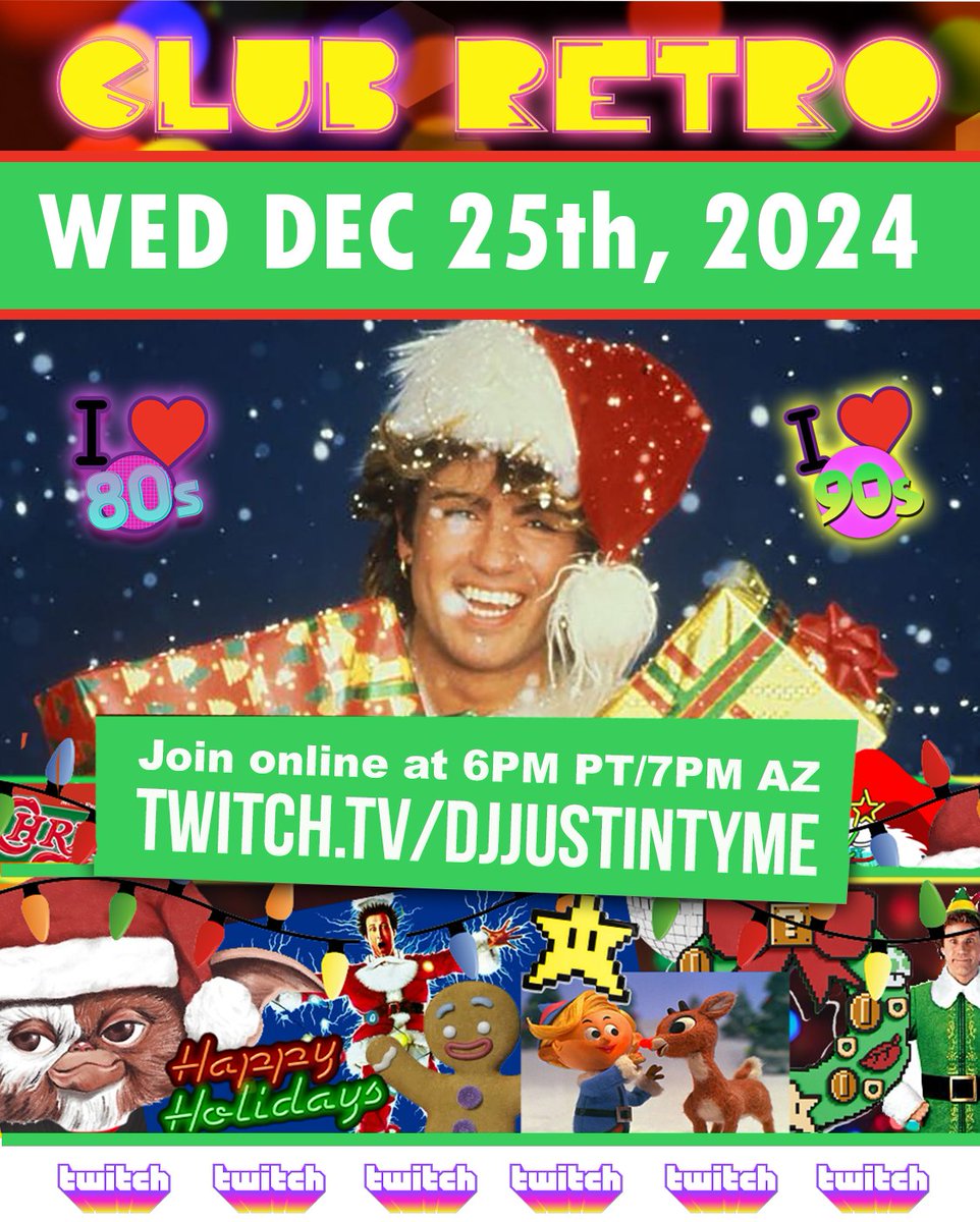 Club Retro-Mas is back!!!
Join us for Club Retro HOLIDAY edition! Trivia and music videos.   twitch.tv/djjustintyme