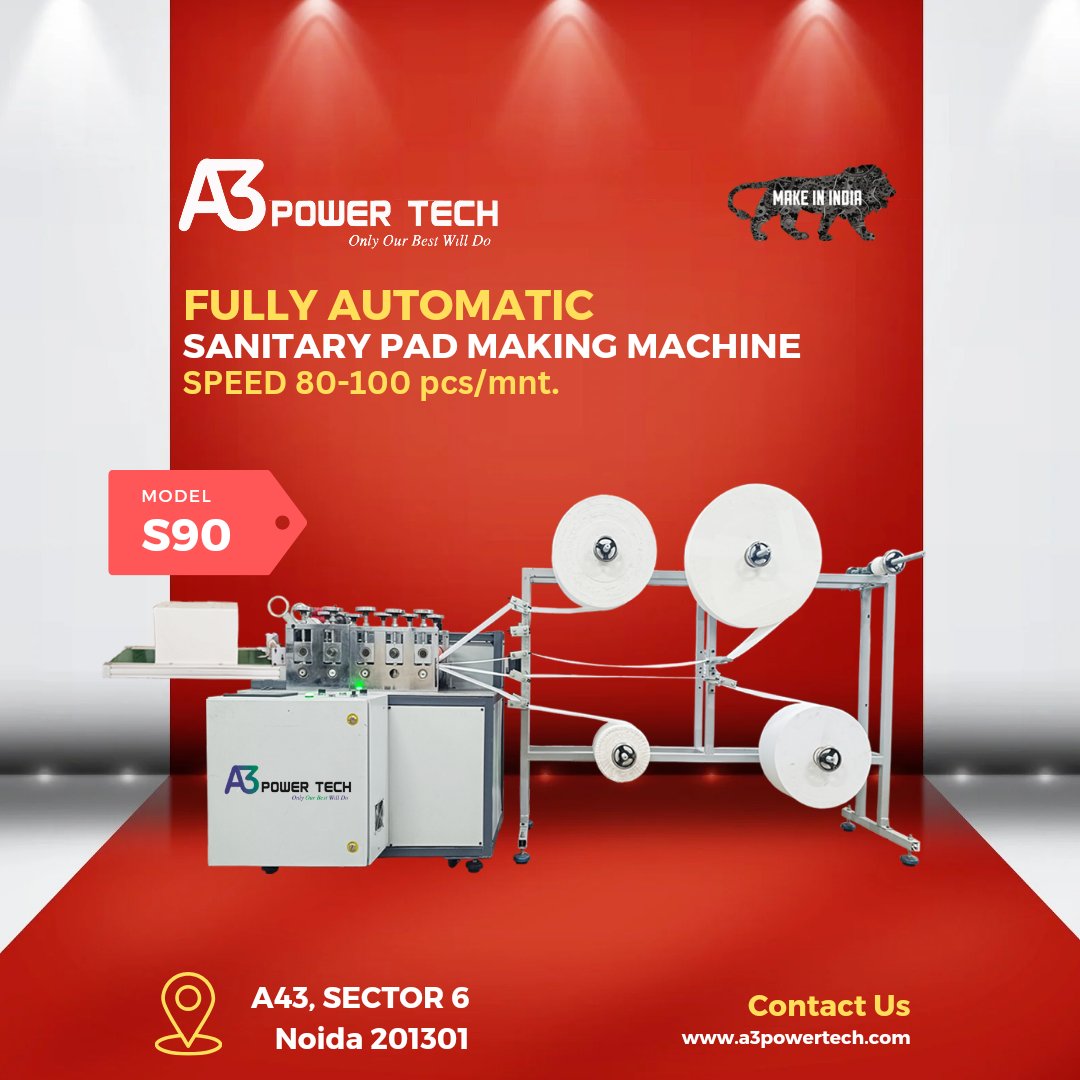 a3_power's tweet photo. #fullyAutomaticPadMachine 
#Model_S90,
For more information and machine enquiries
Visit: https://t.co/pWQ96vDJHt
contact us at: 098182 70540 | +91 8368540287
#PadMakingMachine #FeminineHygieneMachine #AutomaticPadMachine #sanitarypadmachine  #PeriodProductMachine https://t.co/n3yuNAOjOR