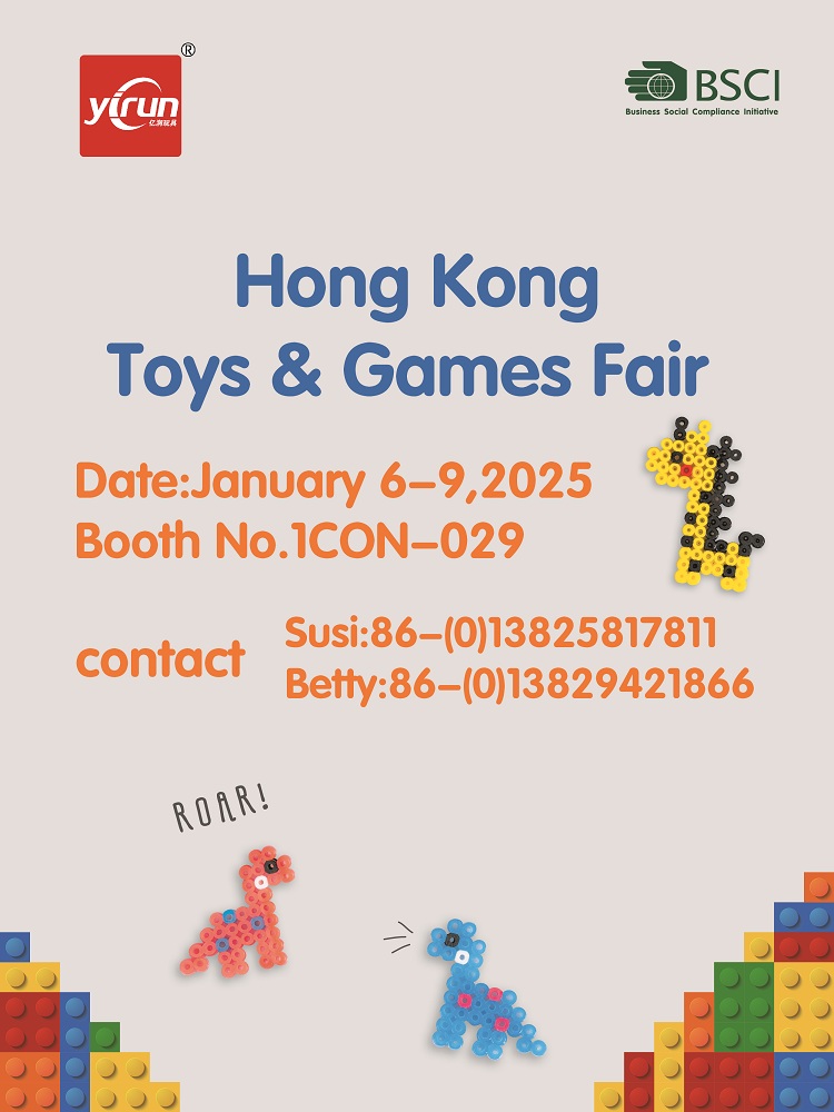 YirunB's tweet photo. YI RUN team sincerely invite you to visit our booth at the upcoming Hong Kong Toys&amp;Games Fair.
Our booth number is 1CON-029.And we will mainly show you new arrivals and popular products of Ironing Beads and Mini Blocks. 
Will you attend the fair? Contact us here! Thanks. https://t.co/oJGa1NAaV2