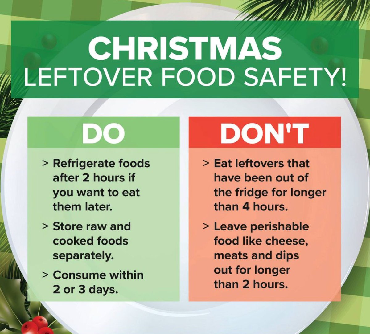 🍽️🎄 Got Christmas leftovers? Keep them safe and tasty with these tips.

Stay safe and savour those festive flavours! 🎅🏼🍲 #FoodSafety #ChristmasLeftovers