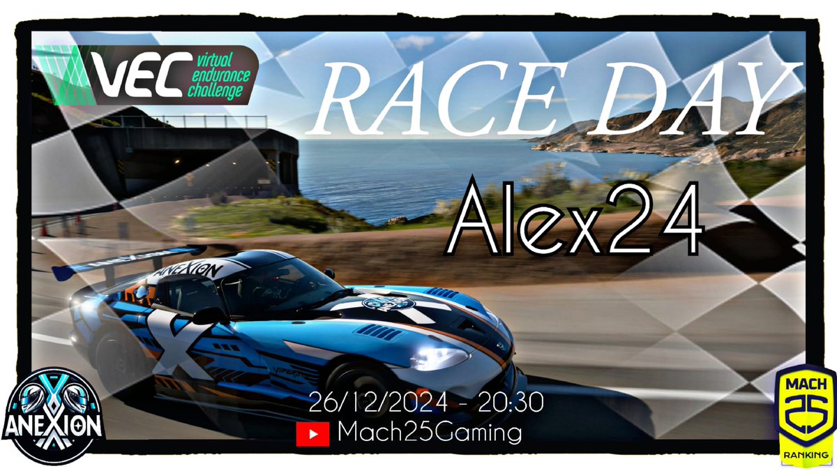 Anexion Racing Team (@anexionracing) on Twitter photo ✖️RACE DAY✖️
@EnduranceFest #VEC de <a href="/Mach25Gaming/">Mach25 Gaming</a>
Llegó el gran día! La primera carrera! El primer campeonato! Que emoción!
#AXN_Alex24 será el encargado de hacer los primeros km de nuestra historia!
Hoy vamos todos contigo en el coche compañero!
¡Somos Ane✖️ioN! ✖️RACE DAY✖️
@EnduranceFest #VEC de <a href="/Mach25Gaming/">Mach25 Gaming</a>
Llegó el gran día! La primera carrera! El primer campeonato! Que emoción!
#AXN_Alex24 será el encargado de hacer los primeros km de nuestra historia!
Hoy vamos todos contigo en el coche compañero!
¡Somos Ane✖️ioN!