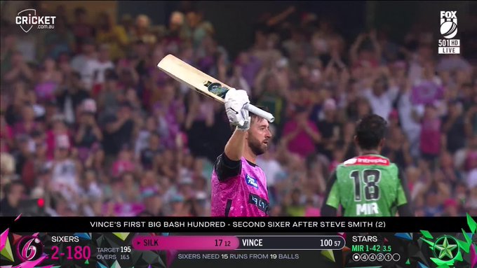 HUNDRED for James Vince in BBL! 📹 Credits: Twitter/BBL
