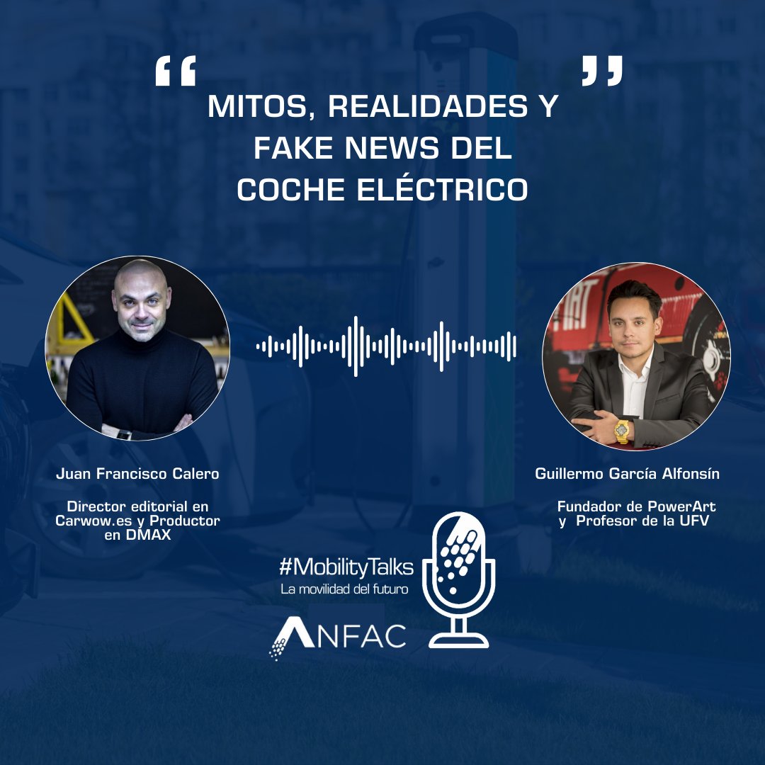 AnfacAutomovil's tweet photo. 🎙️En primer lugar, el episodio más escuchado de #MobilityTalks en 2024 es...
⚡ Mitos, realidades y fake news del coche eléctrico, con @JFCalero, de @carwowes y @GuilleAlfonsin, de @PowerArtMedia.
🎧 Escúchalo ya aquí 👉 https://t.co/2JUJ4BaRA0 https://t.co/TfJO2fakNb