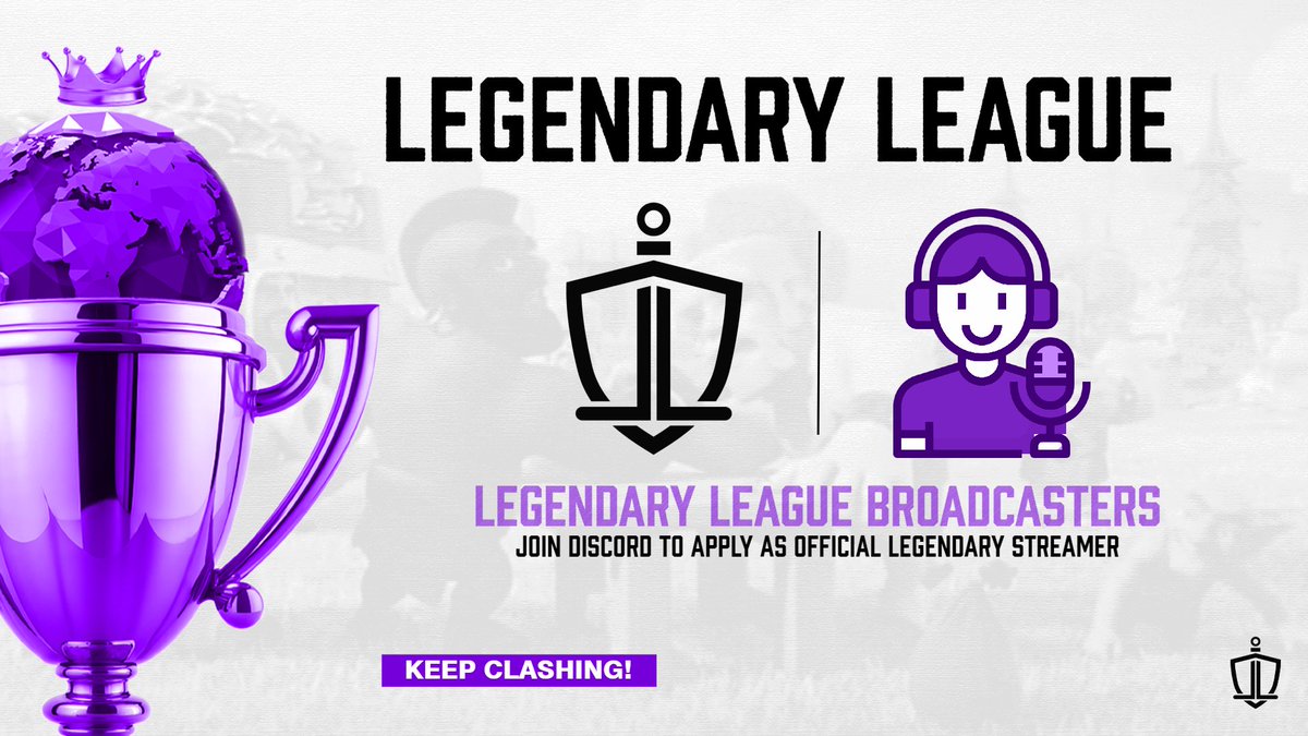 CoC_LegendaryL's tweet photo. Applications for broadcaster are open!

We are looking for willing streamers to show Legendary League matches. If you want to join this group, join the discord server and open a private channel on support. Legendary League offers help with visuals, and technical assistance to all creators willing to show our matches!

Join the discord server - https://t.co/NQqrQFf9EI

And open Support Channel - 📨〢𝕊𝕦𝕡𝕡𝕡𝕠𝕣𝕥

Thank you for being with us! 
Legendary League Administration.