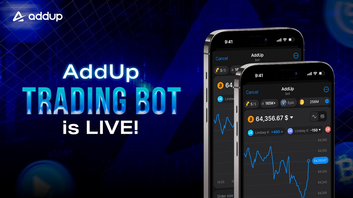 AddUp_CFD's tweet photo. 📢 AddUp Trading Bot is Live! 🚀

So, what use you can make of our Bot?

1⃣Master your crypto trading skills
2⃣Predict Bitcoin price movements
3⃣Collect points for accurate predictions
4⃣Compete on the leaderboard

➡️AddUp is your gateway to an all-in-one crypto ecosystem: Trading app, CEX, Crypto Wallet, CFD, and SWAP — all designed to make crypto adoption accessible to users worldwide.

Try it now! 👉 https://t.co/AbHZmEENNU

#AddUp #TradingBot #CryptoTrading
