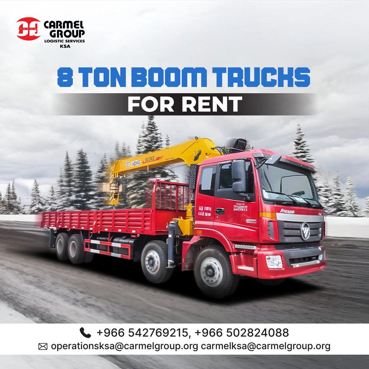 services95671's tweet image. 8 Ton Boom Trucks Available for Rent in KSA.
📞 +966 5028 24088 | +966 5427 69215
📧 
operationsksa@carmelgroup.org | carmelksa@carmelgroup.org
🌐 carmelgroup.org/ksa

#BoomTruckRental #HeavyLiftingSolutions #CarmelGroupKSA #KSAConstruction #EquipmentRentalKSA #SaudiTransport
