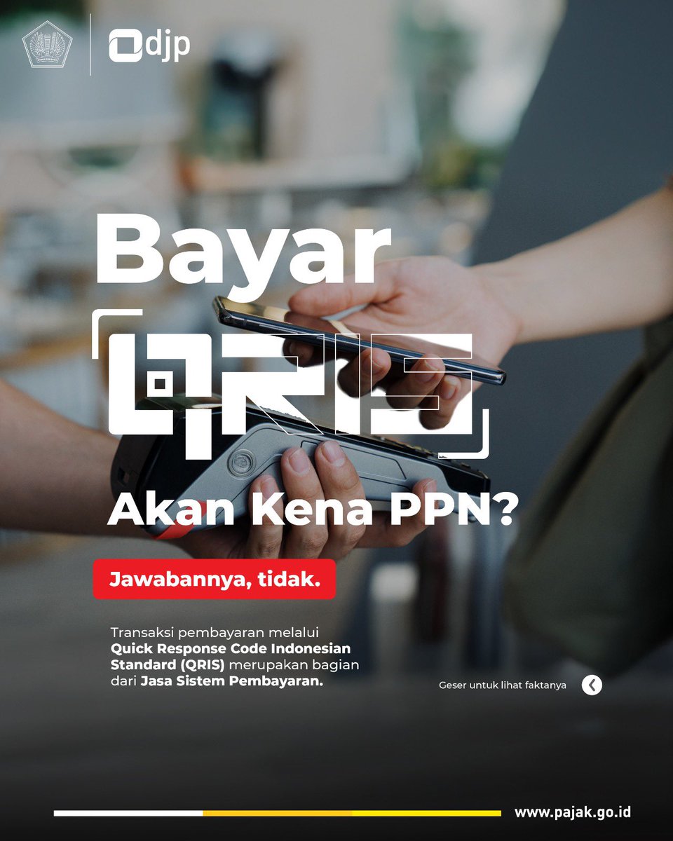 #KawanPajak, menggunakan QRIS untuk pembayaran itu mudah, praktis, dan aman. Pajak yang dikenakan tetap sama seperti metode pembayaran lainnya, tanpa tambahan beban baru bagi pembeli.
