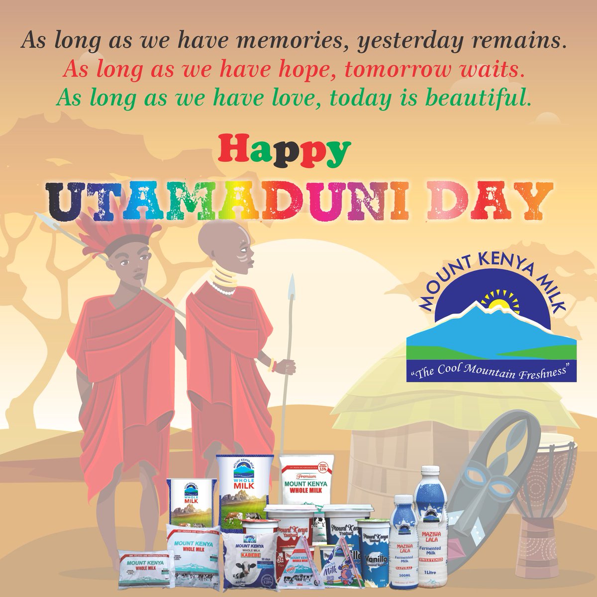 MountKenyaMilk's tweet image. Today we celebrate our heritage as we forge forward to a better tomorrow. Happy Utamaduni Day.
#UtamaduniDay #boxingday #kenya2024🦁🐘🦒 #mountkenyamilk