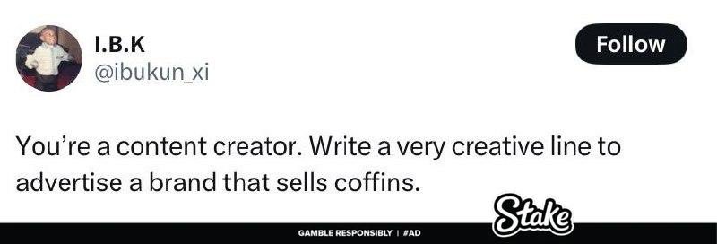 This guy asked people to write a creative line to advertise a brand that sells coffins, you will laugh at the replies 😂😭🤣

Check Thread 😂