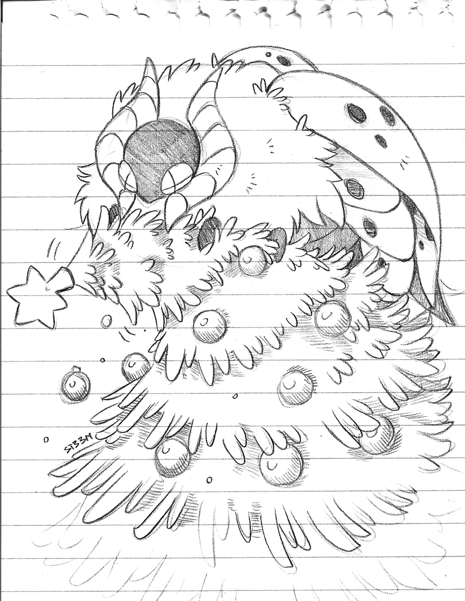 ZawaZawa707's tweet photo. La chamba estuvo tranquila hoy. Anticipando eso, me llevé mi libreta hecha especialmente para dibujar... y me resultó más cómodo dibujar en la libreta barata donde hago notas. 

Espero la estén pasando bien todos 🎄✨ https://t.co/XW9oDPV98W