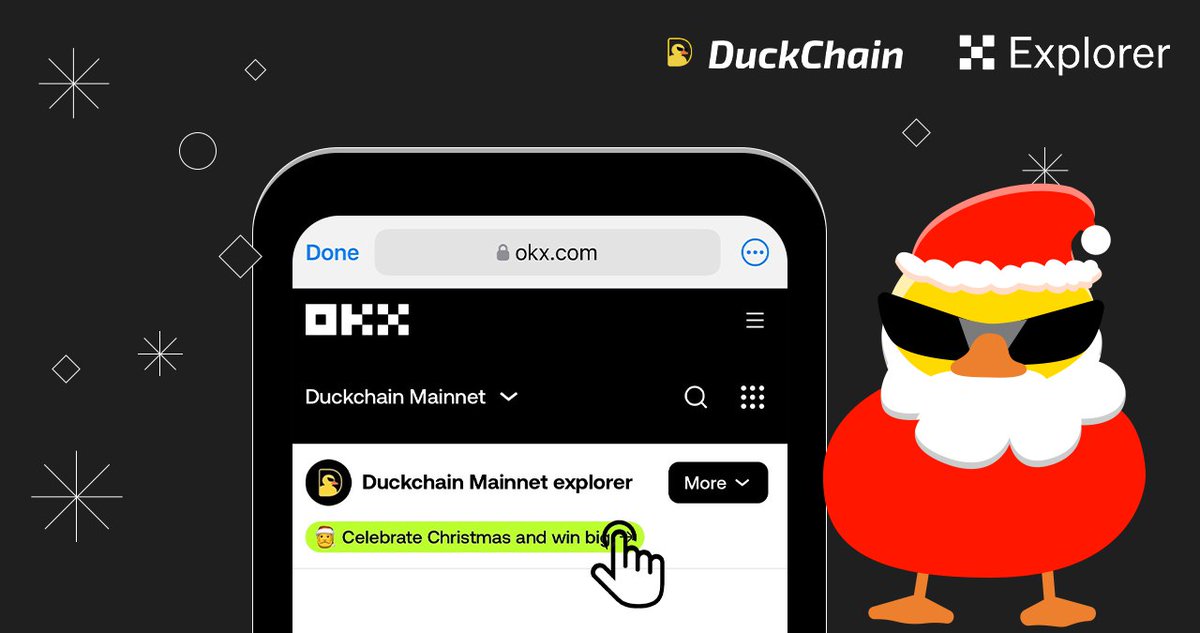 DuckChain (@duck_chain) on Twitter photo 🧑🎄 Today’s the day. Welcome to join the <a href="/okxexplorer/">OKX Explorer</a> Duckmas party!
Here’s the scoop:
• Head to the OKX Explorer site okx.com/web3/explorer/…
• Find our VIP tasks.
• Complete them to unlock your gifts
Let’s make our day a blast 🎄✨ 🧑🎄 Today’s the day. Welcome to join the <a href="/okxexplorer/">OKX Explorer</a> Duckmas party!
Here’s the scoop:
• Head to the OKX Explorer site okx.com/web3/explorer/…
• Find our VIP tasks.
• Complete them to unlock your gifts
Let’s make our day a blast 🎄✨