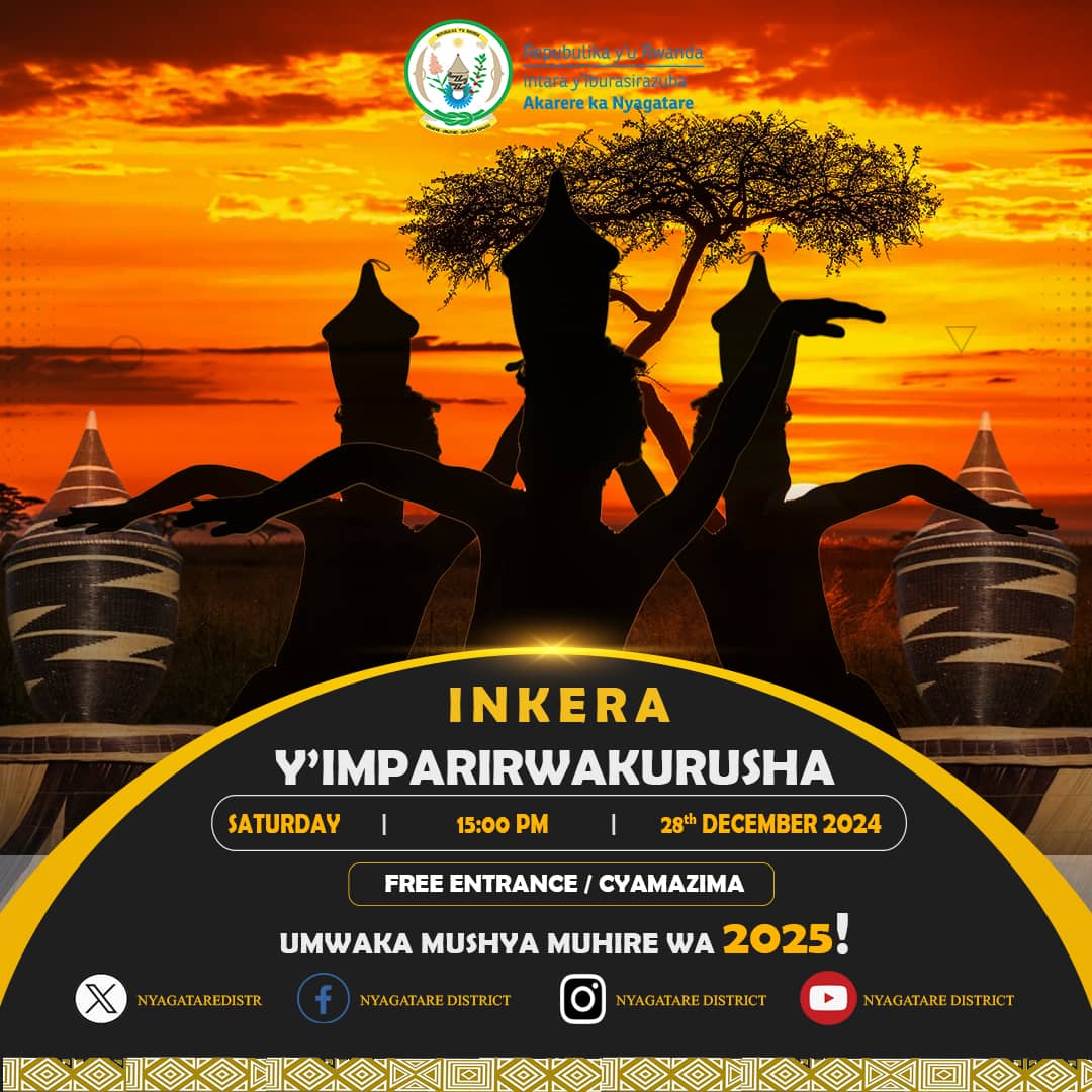 ChanellaMc68301's tweet photo. Ku wa gatandatu tariki ya 28/2024 guhera 15h00 Pm! Akarere ka @NyagatareDistr kagutumiye mu #Inkera y'Imparirwakurusha. Muzaze muri benshi dutarame, twishime, ducinye umudiho.
Imparirwakurusha za Nyagatare Duhora ku isongo mu iterambere. Ni #NzabaMpari @PudenceR @Gasanastep! https://t.co/RlNBLGDfwi