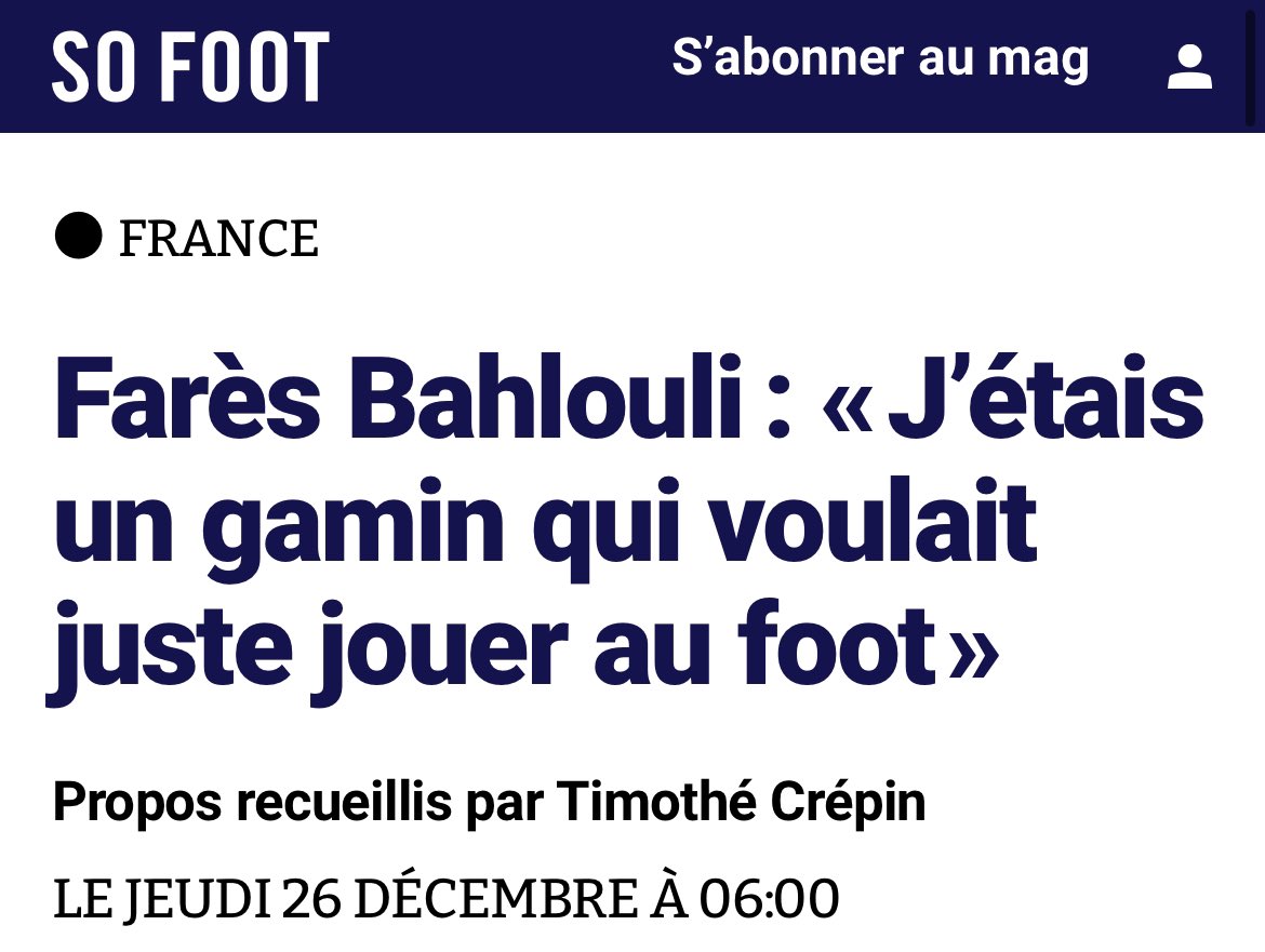 🔴🎙️ Farès Bahlouli lâche tout !

L’OL, Monaco, LOSC jusqu’au foot pendant la guerre en Ukraine : le Gone dévoile anecdote sur anecdote d’une carrière… spéciale.

Très content de vous proposer cette interview !

🗞️ À lire chez <a href="/sofoot/">SO FOOT</a> : sofoot.com/articles/fares…