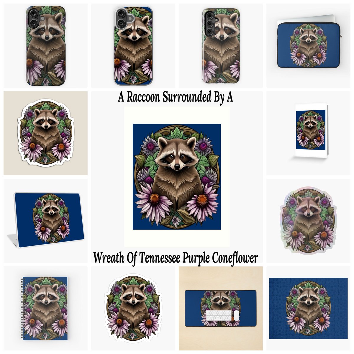 TaicheTees's tweet photo. A Raccoon Surrounded By A Wreath Tennessee Purple Coneflower #taiche #redbubble #tennesseelife #tennessee #onlyintennessee #nashville #nature #nashvilletn #visittennessee #madeintn #tn #getoutsidetn #hiketn #travelusa #usatravel #usaroadtrip #america 
https://t.co/lBk6KrP5zJ https://t.co/QHWUlR48LK