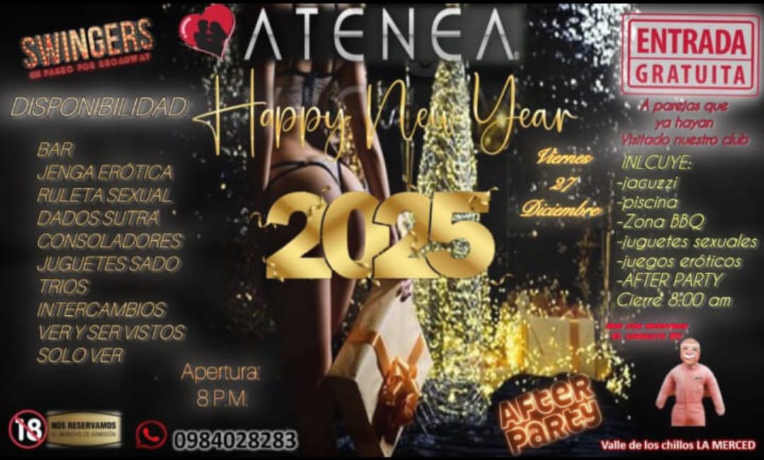 Fin de año en swinger ATENEA entrada gratis hasta las 10pm
