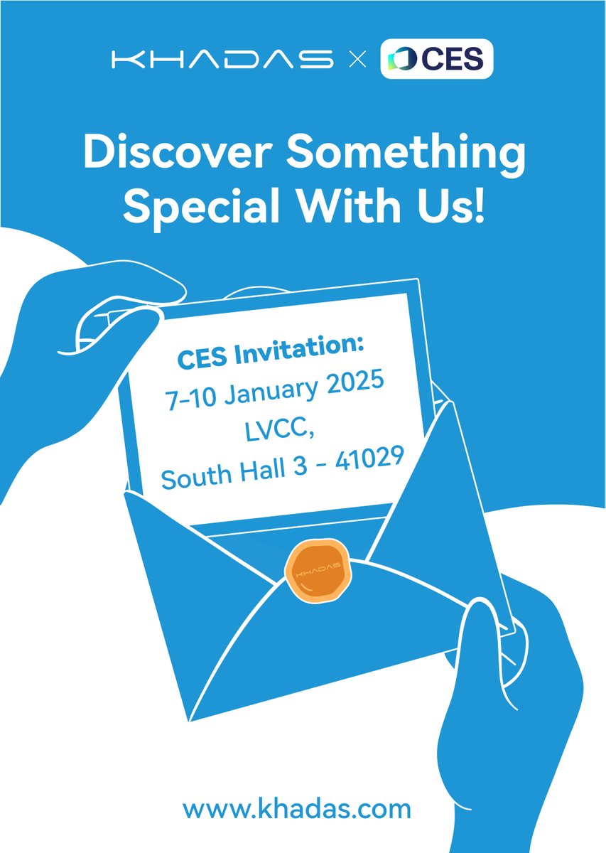 khadas_official's tweet photo. Discover something special with us! We can't wait to show off our latest advancements!👏
Date: Jan 7-10
Booth: LVCC South Hall 3 - 41029
#CES2025 #khadas #tehc https://t.co/Kq6lJMLWtR