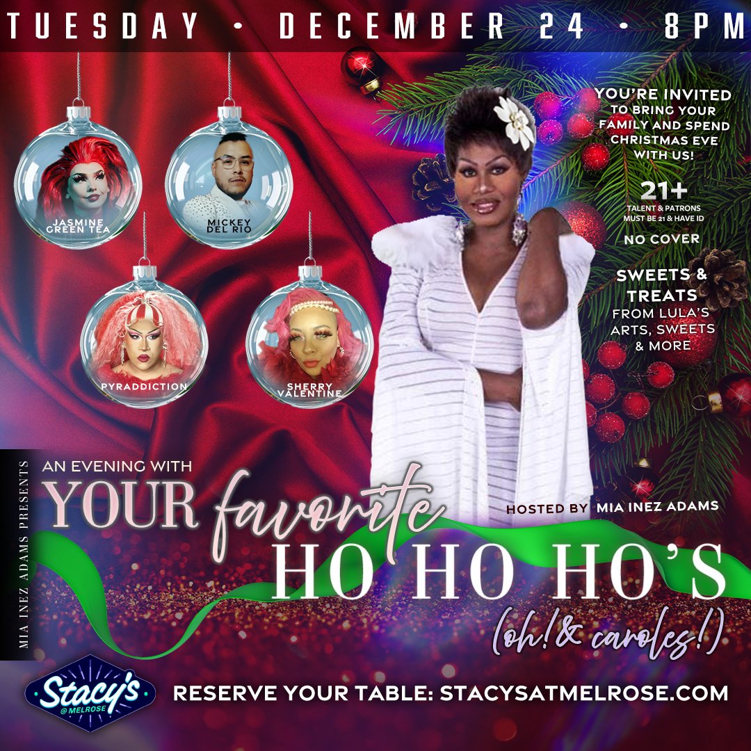 Thank you, Mia Inez Adams and Stacy's at Melrose for the opportunity to design the flyer for the Christmas Eve show event, An Evening with Your Favorite Ho Ho Ho's (oh! &amp; Caroles!). #GraphicDesign #Events #PhoenixAZ