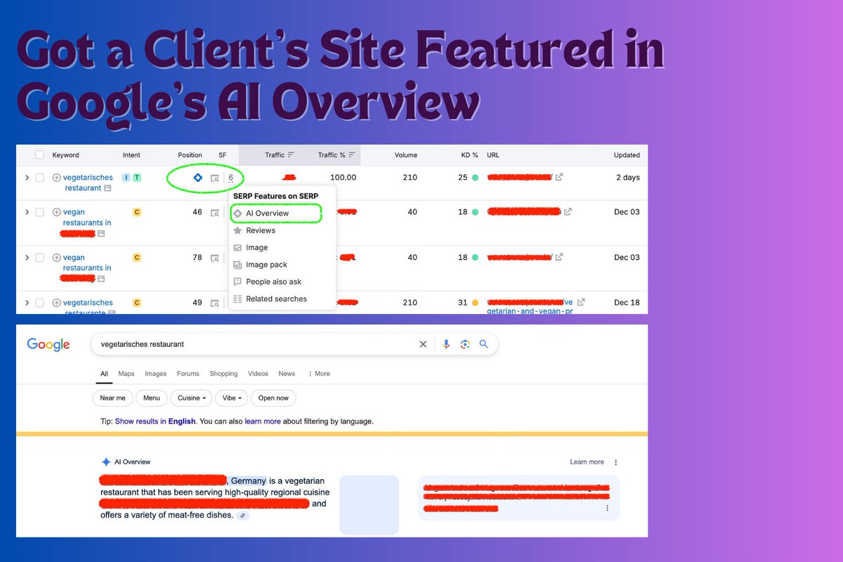DurgeshMane's tweet photo. Just got my client’s site featured in Google AI Overview.

This isn’t luck. It’s not random. 

It’s strategy, discipline, and knowing EXACTLY how the SEO game is played. 

Most people hope their website ranks—I make it happen.

You want results like this? 

DM me https://t.co/TkmbIsuits