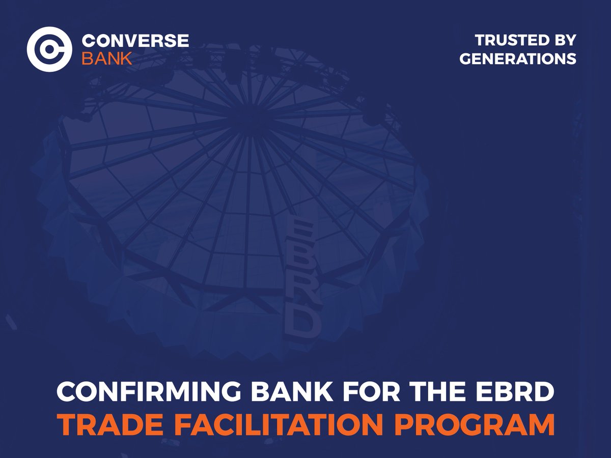 Converse Bank has been included in the list of Confirming Banks of the <a href="/EBRD/">The EBRD</a> TFP
We are pleased to announce that Converse Bank has made a significant stride in the realm of trade finance by becoming a confirming bank under the EBRD TFP.

Converse Bank is regulated by the CB