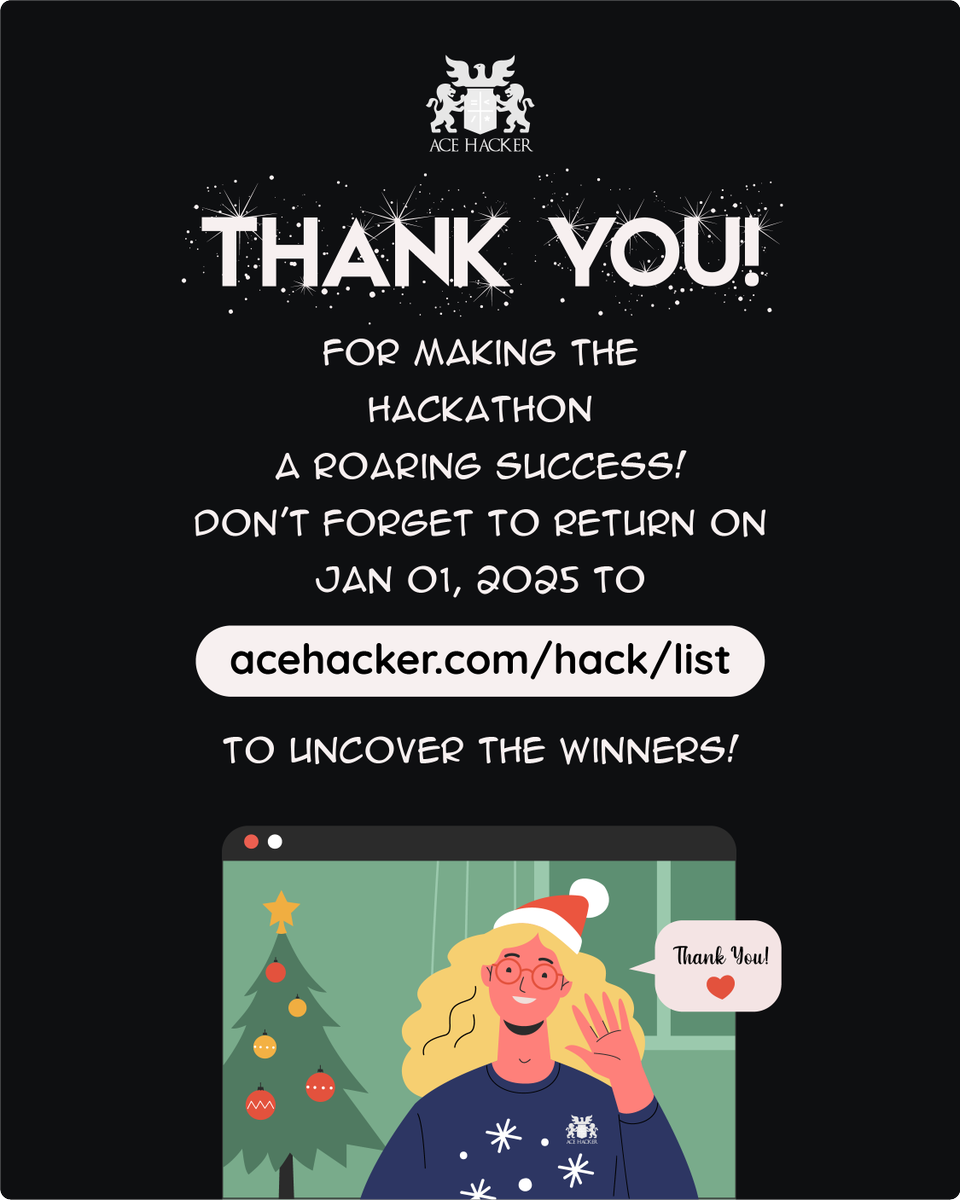 acehacker_com's tweet photo. What a whirlwind of codes, ciphers, and Christmas cheer!

A HUGE thank you to everyone who participated, cheered, and cracked those ciphers in the Hackathon! From the brilliant code submissions to the electrifying Live Tournament, you all made this event an absolute cracker! https://t.co/6Fe77NFrUl