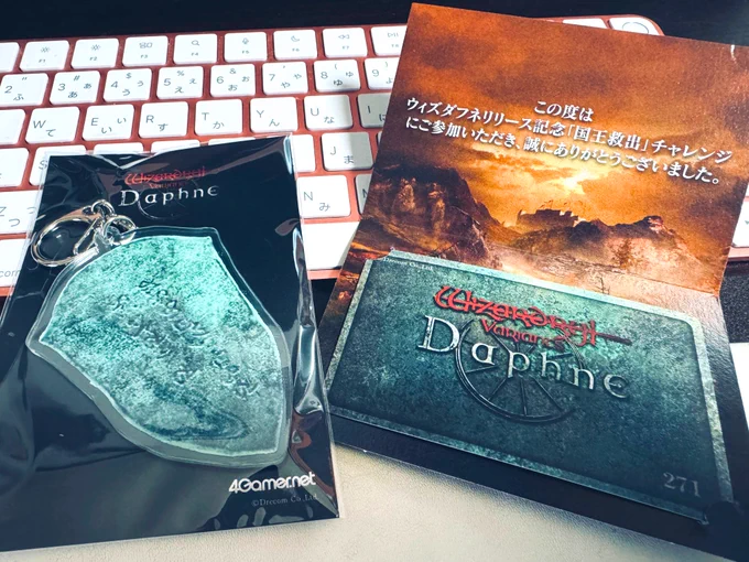 ウィズダフネの国王救出キャンペーンの賞品が届きました!やったー嬉しい!キーホルダーでかい! 
