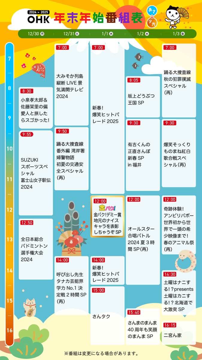 岡山 番組 表