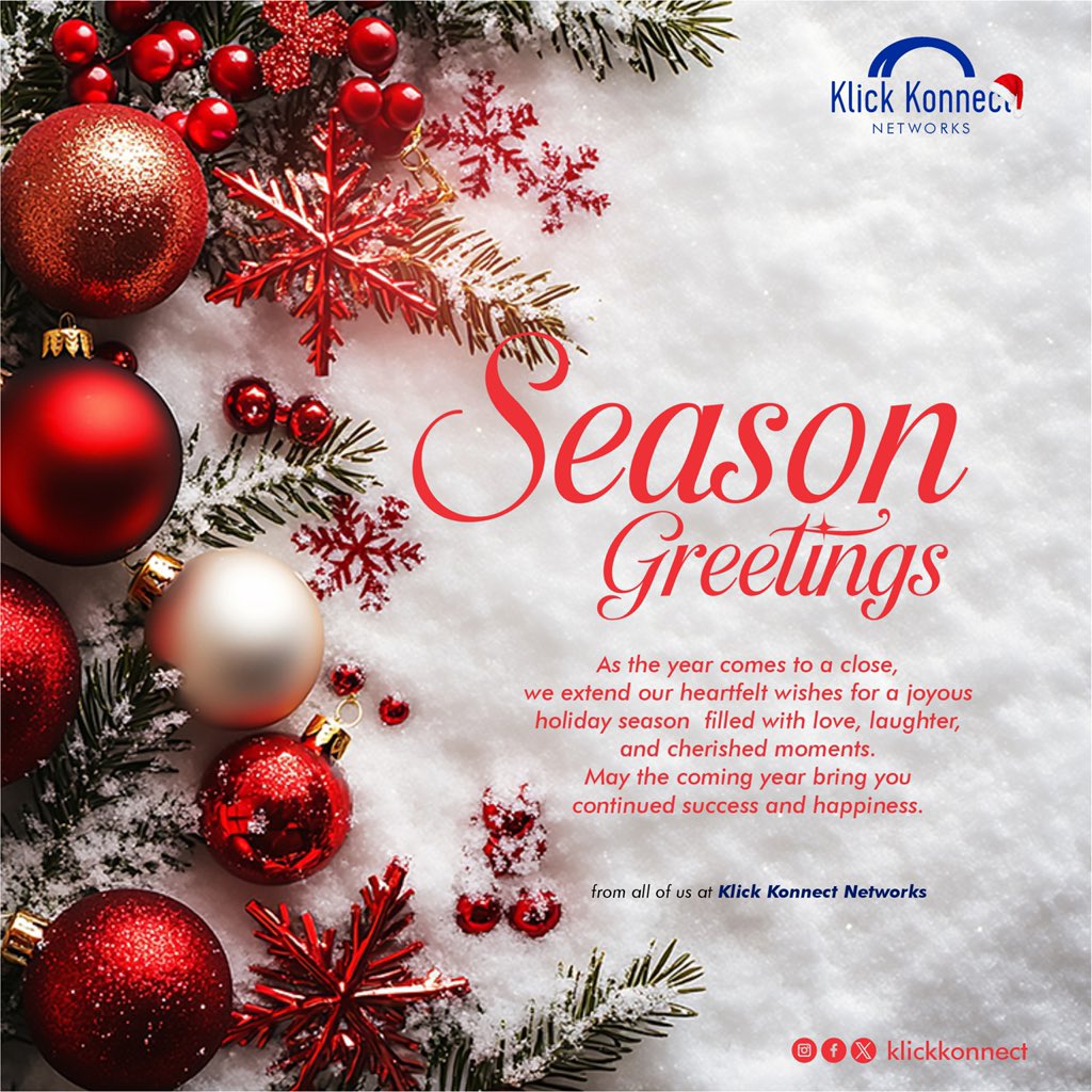 Wishing you warmth, joy, and endless cheer this holiday season! ✨❄️
 #SeasonsGreetings #HolidayJoy #FestiveVibes #kkn  #klickkonect