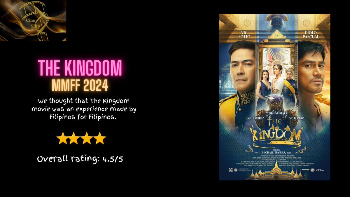 _cinesilip's tweet photo. We thought that #TheKingdom movie was an experience made by Filipinos for Filipinos.
@piolopascual_ph #VicSotto
#MichaelTuviera #APTStudios
Click here to view full movie review:
https://t.co/aHh4b3efWf https://t.co/QyUBi71AXq