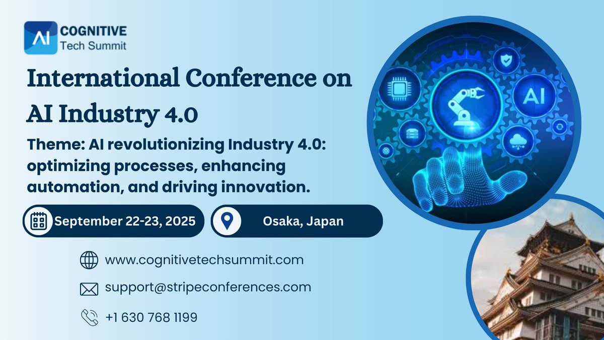 techsummit (@techsummit58071) on Twitter photo π Join the global AI Industry 4.0 Conference 2025!
π
Sep 22-23, 2025
π Osaka, Japan
Explore how AI is revolutionizing Industry 4.0 with talks, workshops, & hands-on lessons. Don't miss this chance to innovate, automate, and network!
cognitivetechsummit.com/ai-industry-4-β¦
#AIConference2025 π Join the global AI Industry 4.0 Conference 2025!
π
Sep 22-23, 2025
π Osaka, Japan
Explore how AI is revolutionizing Industry 4.0 with talks, workshops, & hands-on lessons. Don't miss this chance to innovate, automate, and network!
cognitivetechsummit.com/ai-industry-4-β¦
#AIConference2025