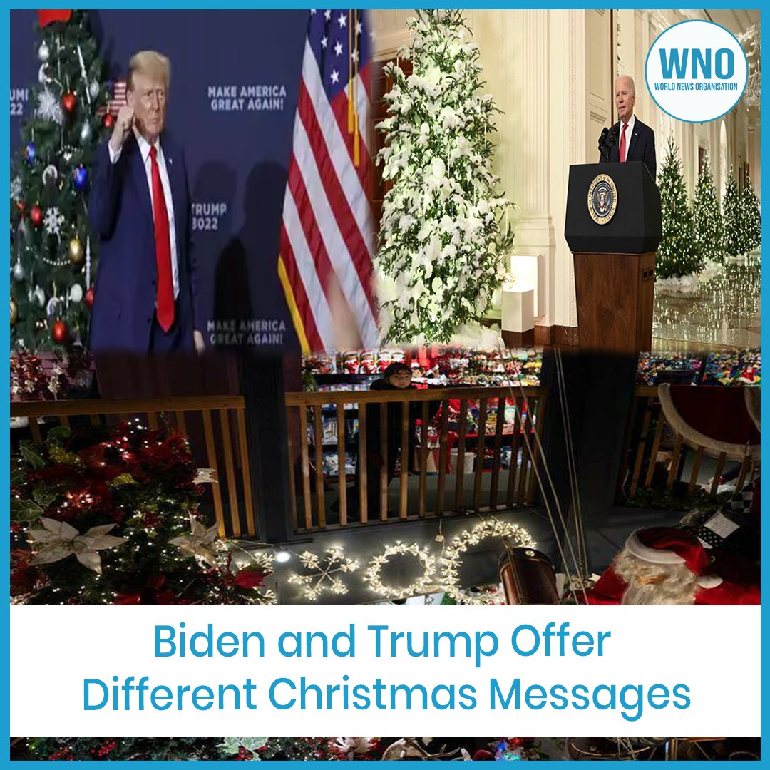 WNO_Headlines's tweet photo. Biden and Trump Offer Different Christmas Messages
#BidenChristmasMessage #TrumpHolidayGreeting #Christmas2024 #PoliticalDivisions #UnityVsDivision https://t.co/GPbDPpWzua