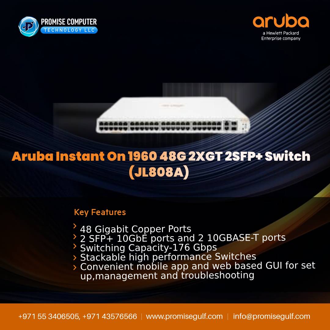 PromiseCompute1's tweet photo. The HPE Aruba Instant On 1960 48G 2XGT 2SFP+ Switch is a high-performance, scalable, and secure networking solution designed for small and medium-sized businesses.
#HPE #Aruba #InstantOn #networking #switch #smallbusiness #SMB #IT #technology #PoE #security #scalability https://t.co/Zl1wYSPaYc