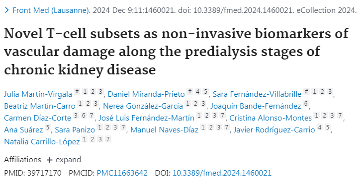 BibliotecaHUCA's tweet photo. PubMed- https://t.co/ANgUbrgIHJ Novel T-cell subsets as non-invasive biomarkers of vascular damage along the predialysis stages of chronic kidney disease @HUCA_Asturias #publiHUCA @ASIV_Asturias @FINBAsturias #ISPA @JJBande #BoneMetabolism #BoneandMineralResearch  #Nephrology https://t.co/GVmzduMLEi