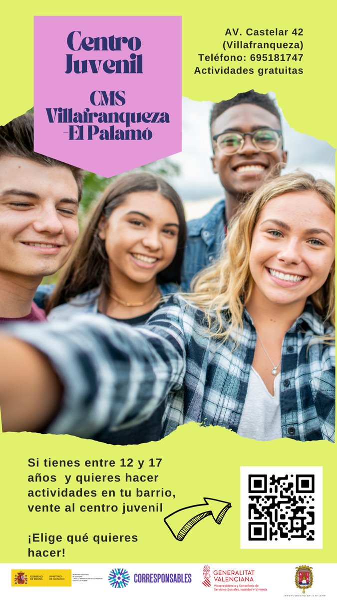 Si eres joven y vives en Villafranqueza te invitamos a participar en esta breve encuesta. Escanea el QR y dinos cuáles son tus intereses.
alicante.es/es/noticias/ac…
