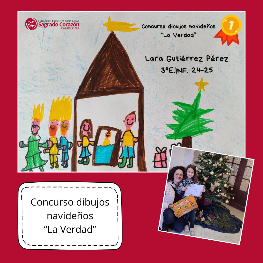 🖍️🏆Concurso de dibujos navideños🏆🖍️
Lara Gutierrez, alumna de 3ºEI ha ganado el 1º premio en el concurso de dibujos navideños "La Verdad". ¡Enhorabuena!
