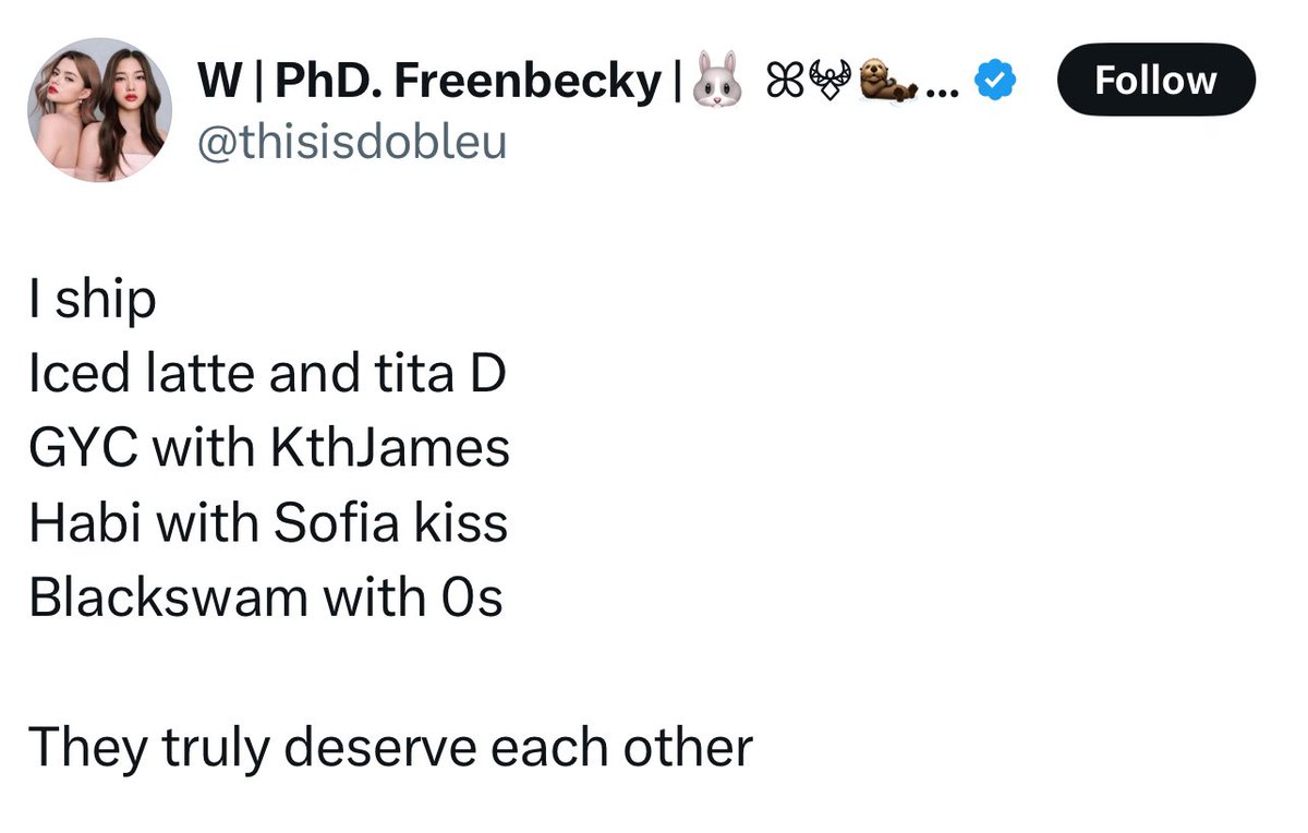 habi_becmon's tweet photo. I only ship Freen with Seng.
The ONLY REAL THAI COUPLE 🥰🥰🥰
Freen is free let her be.
#freenseng #RESPECTFREENSENG @thisisdobleu https://t.co/KYaMtYthep