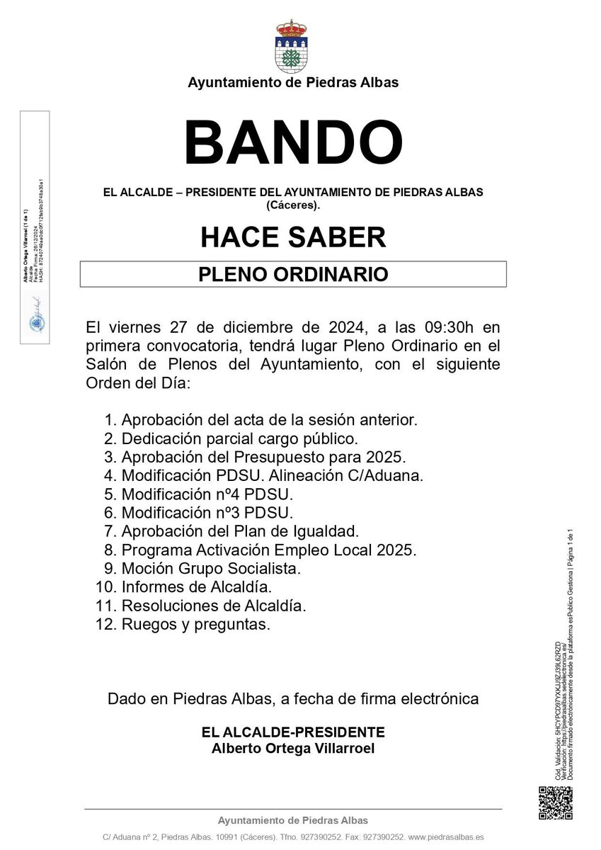 Ayuntamiento de Piedras Albas (Cáceres) tweet media