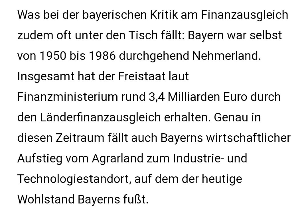 Storch_i's tweet photo. @Markus_Soeder Zw 1950 &amp; 1986 war Bayern durchgehend NEHMERLAND im #Länderfinanzausgleich. Da waren alle anderen Länder solidarisch. Hätten die damals geklagt, dann wäre Bayern nicht vom Agrar- zum Industriestaat geworden. https://t.co/BtqpbkCheE