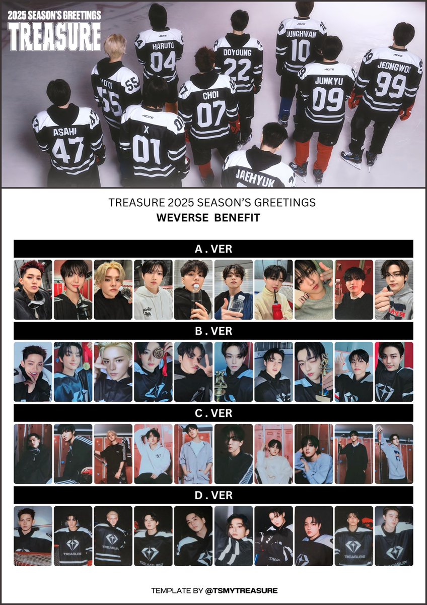 TSmytreasure's tweet photo. TREASURE 2025 SEASON’S GREETINGS 

✰  PHOTOCARD BENEFIT TEMPLATE
      - WEVERSE 

トレジャー  트레저 
트레저 현석 지훈 요시 준규 재혁 아사히 도영 하루토 정우 정환 포카

트레저 2025 시즌그리팅 https://t.co/CH1fYShmtU