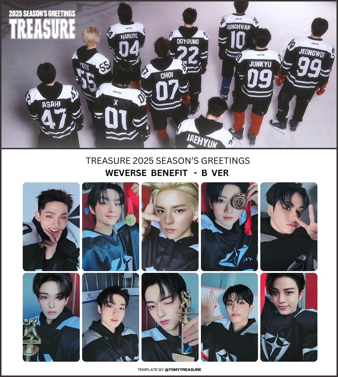 TSmytreasure's tweet photo. TREASURE 2025 SEASON’S GREETINGS 

✰  PHOTOCARD BENEFIT TEMPLATE
      - WEVERSE 

トレジャー  트레저 
트레저 현석 지훈 요시 준규 재혁 아사히 도영 하루토 정우 정환 포카

트레저 2025 시즌그리팅 https://t.co/JAzJtBi3EU