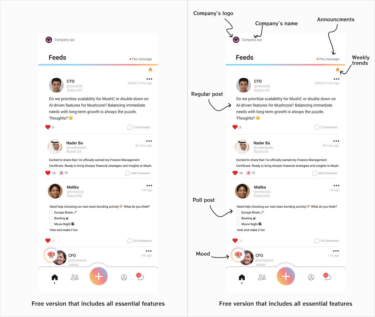 mush_app's tweet image. Support us with a Repost 🫶😃
We’re enhancing communication among employees with a new product we call MushC.
In a nutshell, it’s like LinkedIn but designed specifically for your company. All posts and interactions are private to your company&apos;s employees. And when we say…