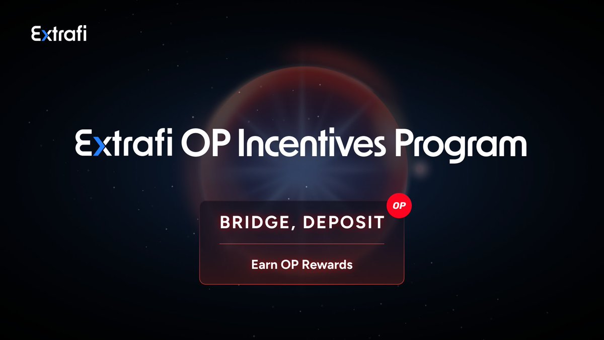 🔴 Extrafi OP Incentives Program starts today! 🔴

For the first two weeks, 2,000 OP will be used to incentivize the wstETH lending pool on <a href="/Optimism/">Optimism</a>. Users who bridge and deposit will be eligible.

Learn how to participate below 🧵