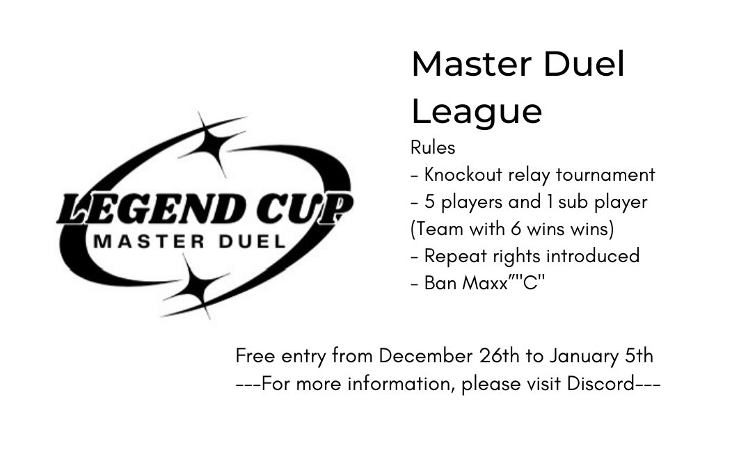 LegendcupMD's tweet photo. 【Legend cup】
マスターデュエル チーム戦を開催します！！！

https://t.co/WT3KFelXIl https://t.co/RvifSRWuWO