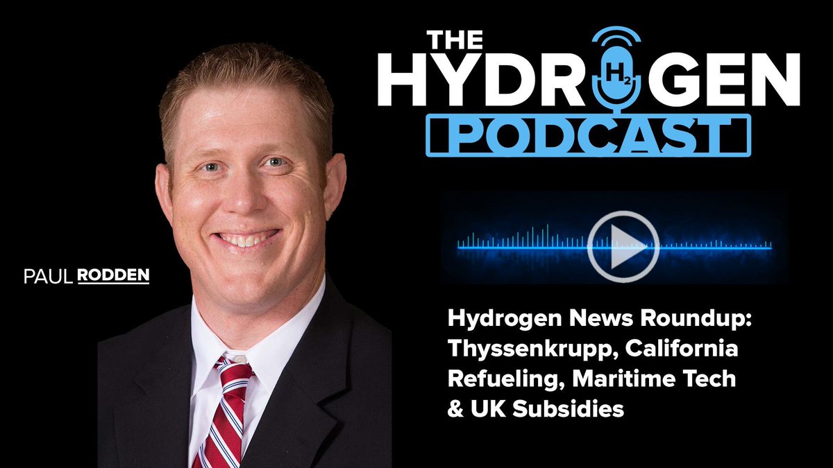 THP Episode: 377 - Hydrogen News Roundup: Thyssenkrupp, California Refueling, Maritime Tech &amp; UK Subsidies
Listen to the Podcast: buff.ly/3P8NWeX  
Watch on YouTube: buff.ly/3PfLC5C 

#hydrogen #ThyssenkruppNucera  #greenhydrogen